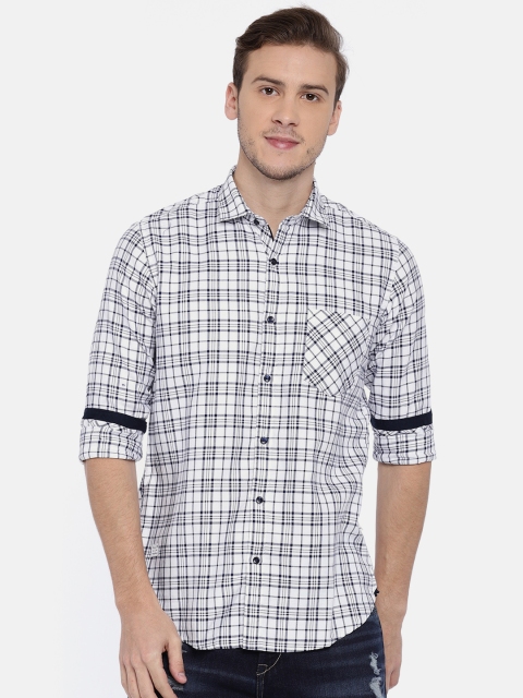 

Killer Men White & Blue Slim Fit Checked Casual Shirt