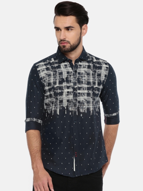 

Killer Men Navy Blue Slim Fit Printed Casual Shirt