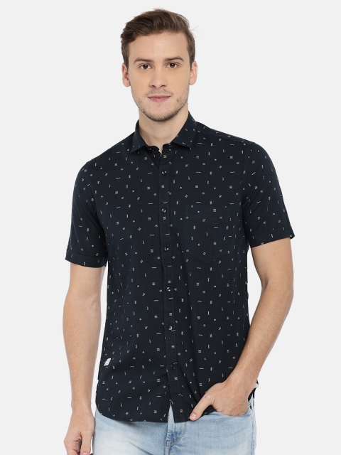 

Killer Men Navy Blue Slim Fit Printed Casual Shirt