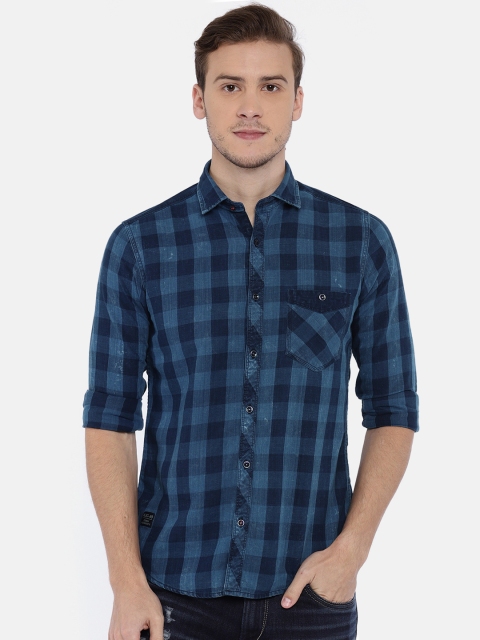 

Killer Men Blue Slim Fit Checked Casual Shirt