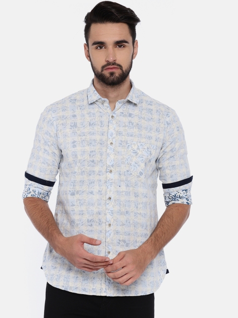 

Killer Men Blue & Off-White Slim Fit Abstract Printed Casual Shirt