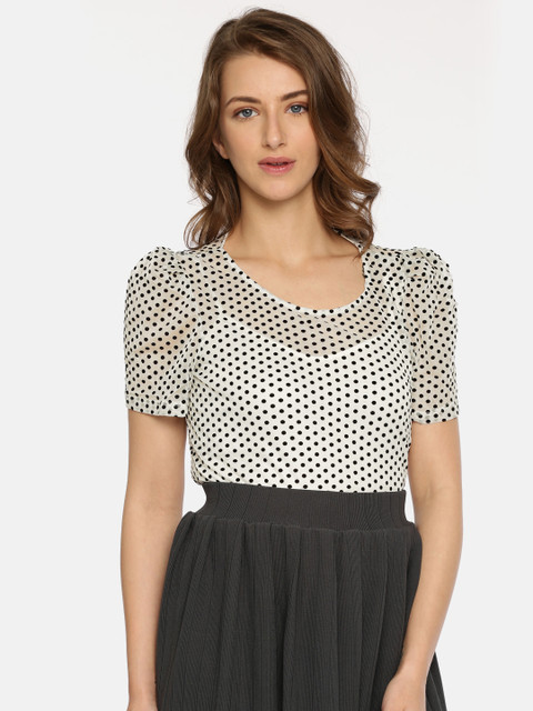 

Vero Moda Women Off-White & Balck Printed Top