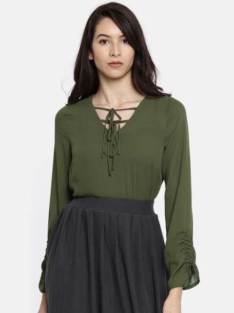 

Vero Moda Women Olive Green Solid Top
