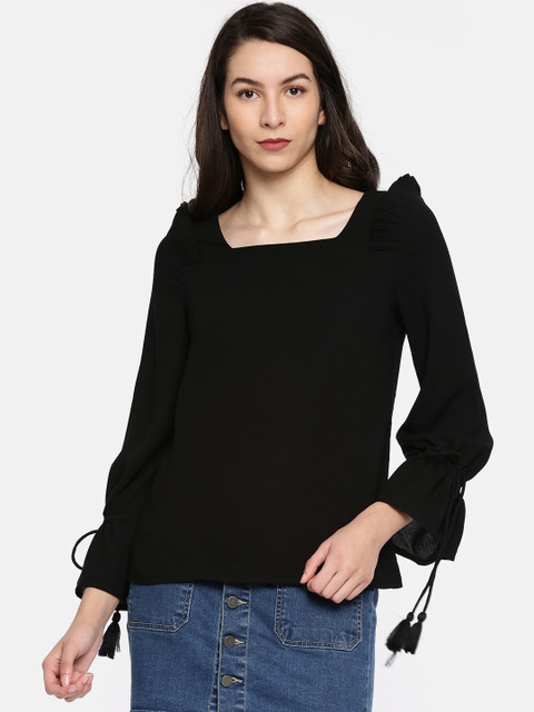 

Vero Moda Women Black Solid Regular Top