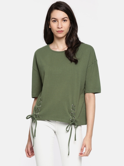 

Vero Moda Women Olive Green Solid Top