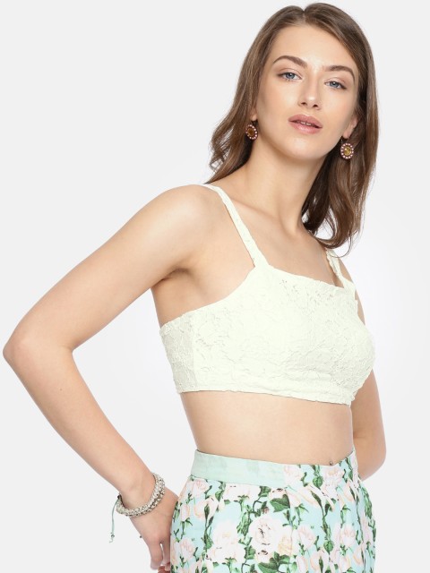 

Vero Moda Women Off-White Self Design Bralette Top