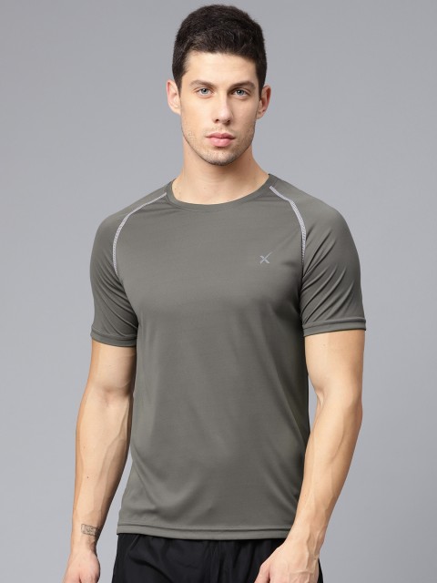 

HRX by Hrithik Roshan Men Grey Solid Round Neck T-shirt