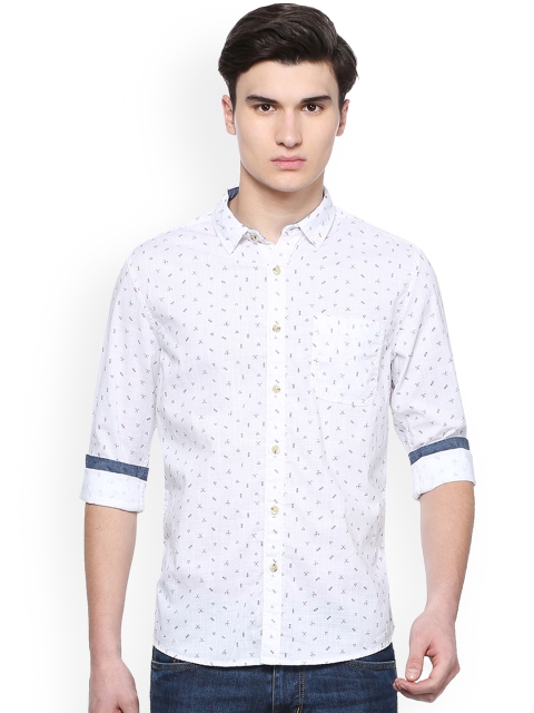 

People Men White Regular Fit Printed Casual Shirt