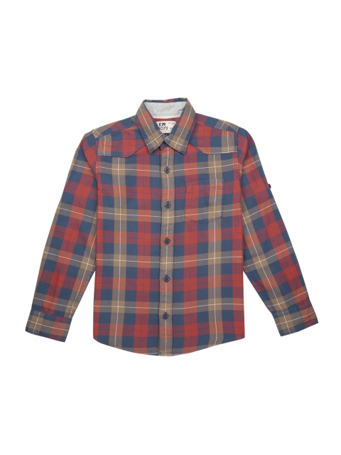 

Flying Machine Boys Red & Blue Slim Fit Checked Casual Shirt