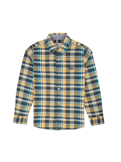 

Flying Machine Boys Yellow & Blue Slim Fit Checked Casual Shirt