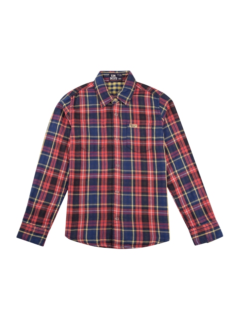 

Flying Machine Boys Blue & Red Slim Fit Checked Casual Shirt