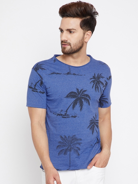 

The Dry State Men Blue Printed Round Neck T-shirt