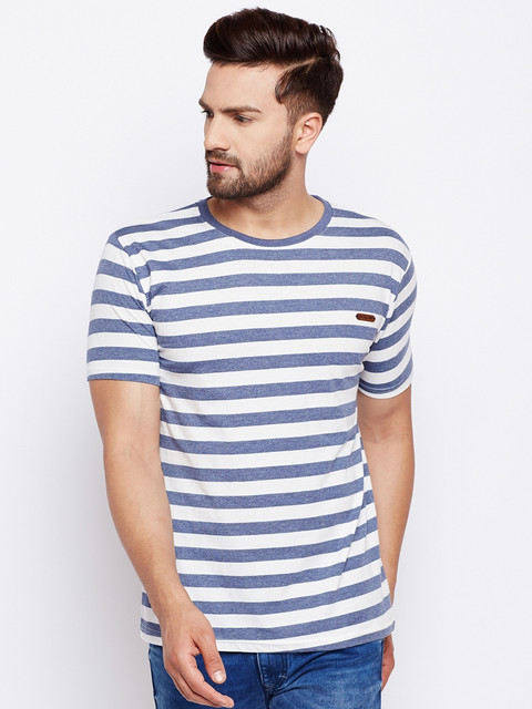 

The Dry State Men White Striped Round Neck T-shirt