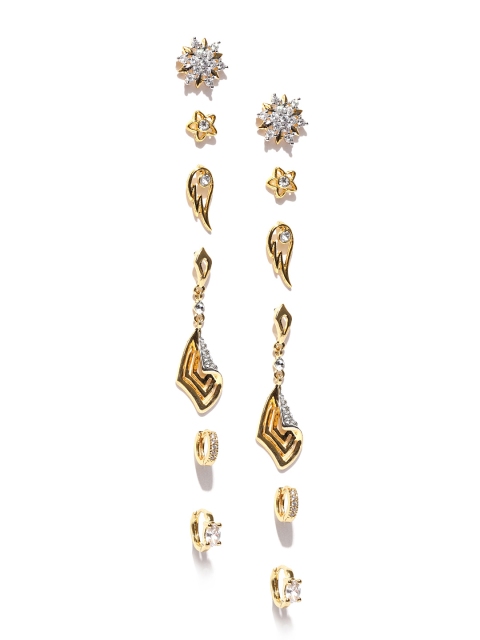 

Mahi Set of 6 Gold-Plated Crystal-Studded Earrings