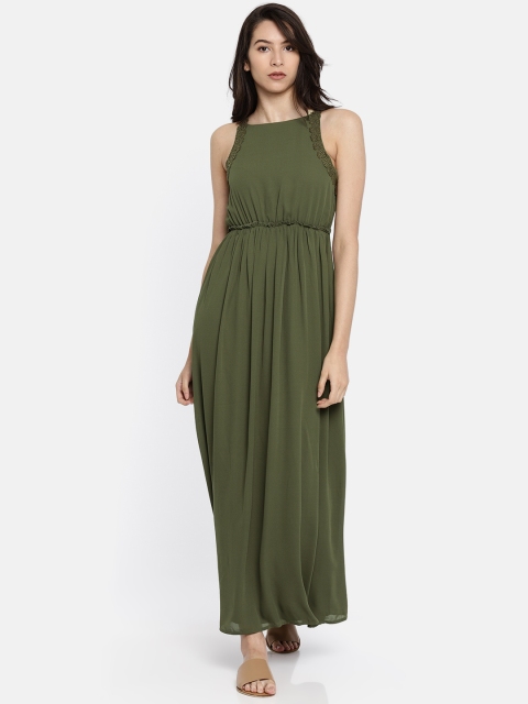 

Vero Moda Women Olive Green Solid Maxi Dress