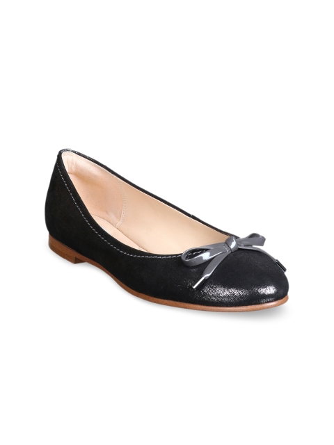 

Clarks Women Black Solid Leather Ballerinas