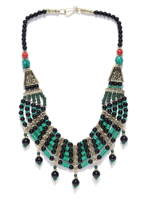 

Infuzze Black & Green Beaded Handcrafted Necklace