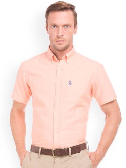 

U.S. Polo Assn. Men Orange Regular Fit Solid Casual Shirt