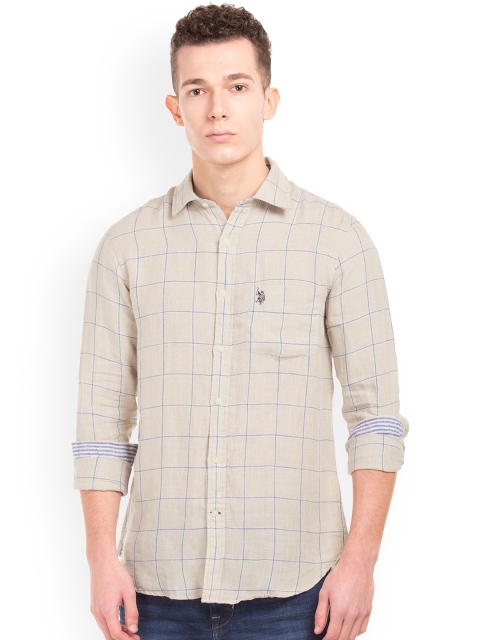 

U.S. Polo Assn. Men Brown Regular Fit Checked Casual Shirt