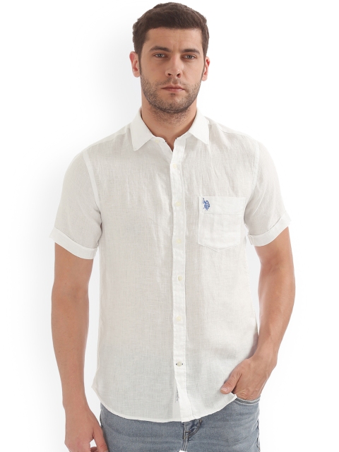 

U.S. Polo Assn. Men White Regular Fit Solid Casual Shirt