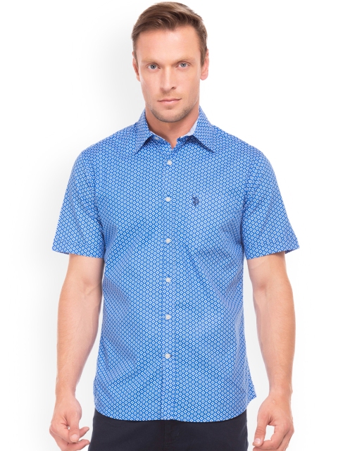 

U.S. Polo Assn. Men Blue Regular Fit Printed Casual Shirt