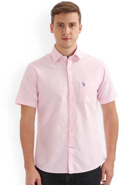 

U.S. Polo Assn. Men Pink Regular Fit Solid Casual Shirt