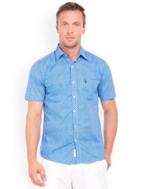 

U.S. Polo Assn. Men Blue Regular Fit Printed Casual Shirt
