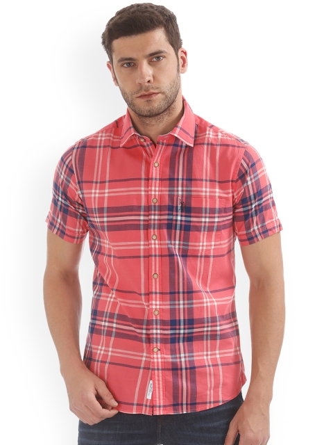 

U.S. Polo Assn. Men Pink Regular Fit Checked Casual Shirt