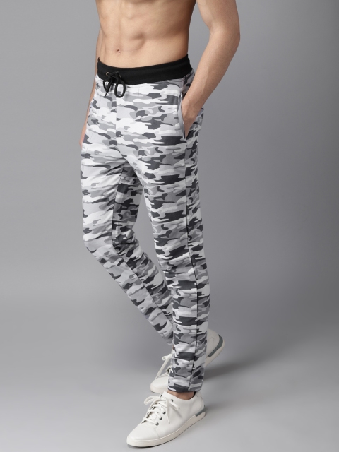 

SayItLoud Men Grey & White Camouflage Printed Track Pants