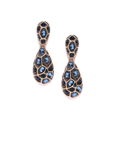 

OOMPH Gold-Toned & Blue Contemporary Drop Earrings