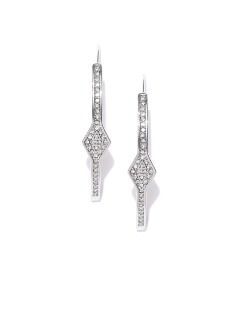 

OOMPH Silver-Toned & Silver-Toned Contemporary Drop Earrings