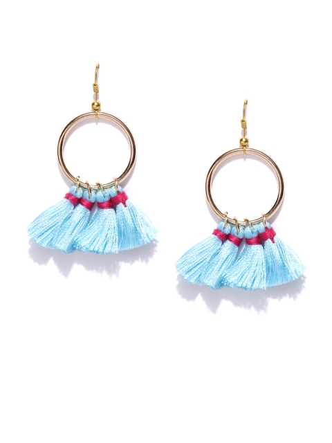 

OOMPH Gold-Toned & Turquoise Blue Circular Drop Earrings