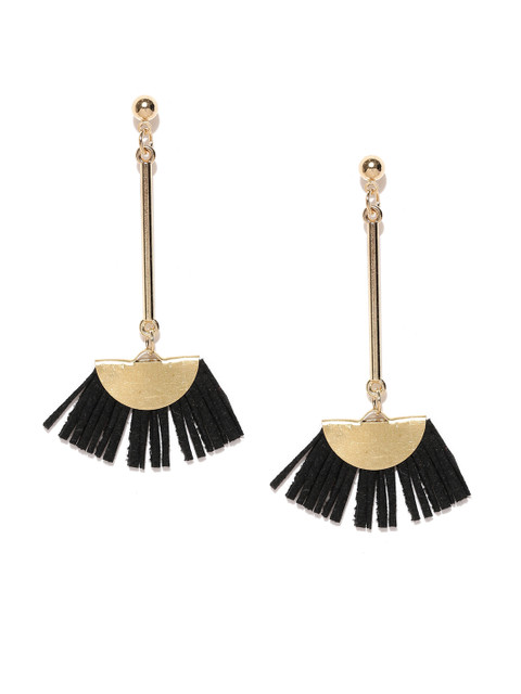 

OOMPH Gold-Toned & Black Contemporary Drop Earrings