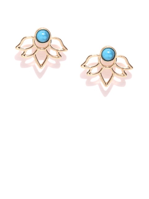 

OOMPH Gold-Toned & Blue Floral Studs