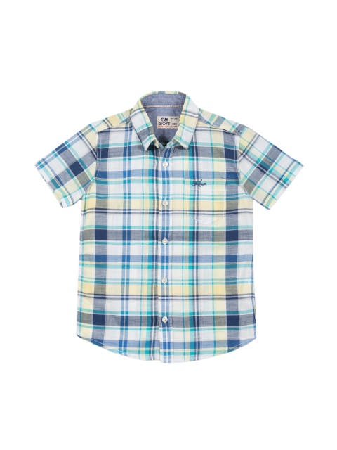 

Flying Machine Boys Blue & White Slim Fit Checked Casual Shirt
