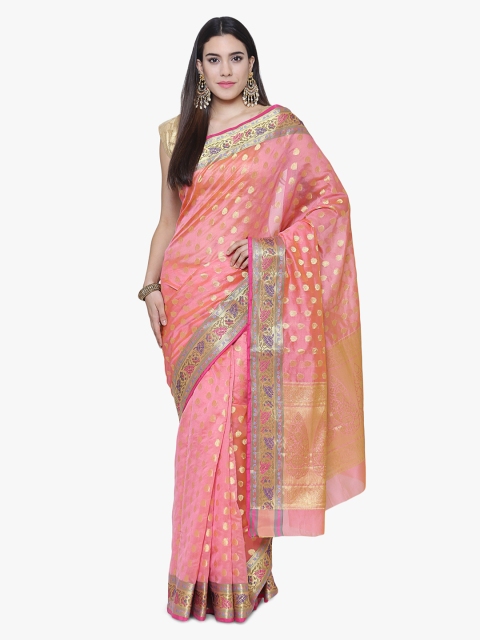 

Chhabra 555 Pink Art Silk Woven Design Banarasi Saree