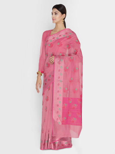 

Chhabra 555 Pink Art Silk Woven Design Banarasi Saree