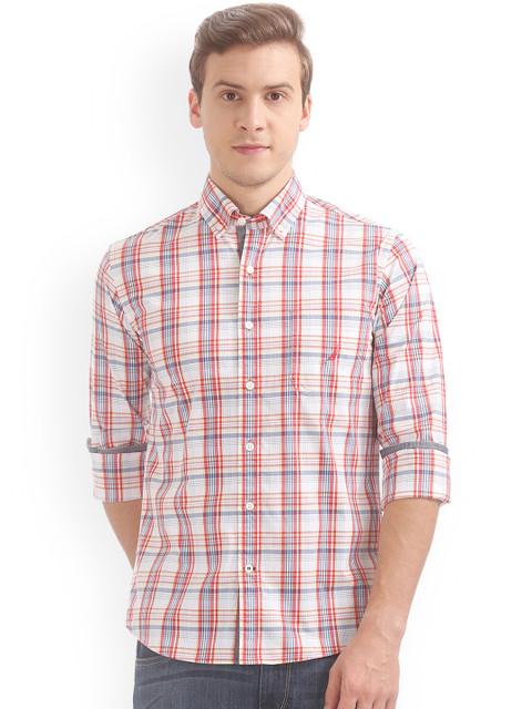 

Nautica Men Red & White Slim Fit Checked Casual Shirt