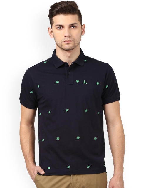 

Parx Men Blue Printed Polo Collar T-shirt