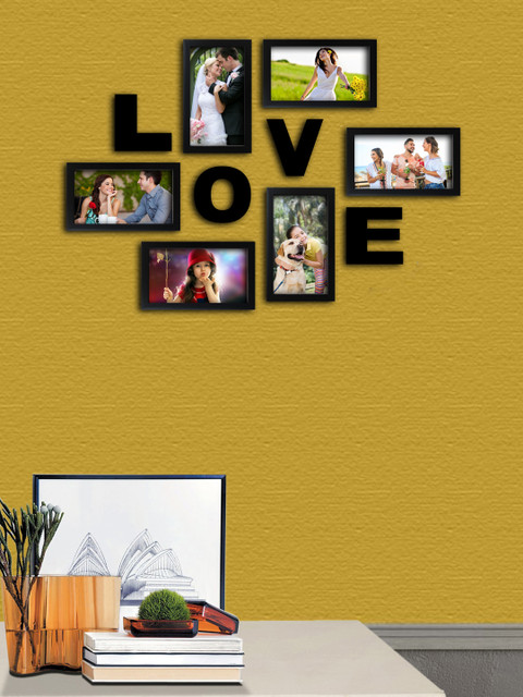 

Random Set of 6 Black Photo Frames With Love Plaque