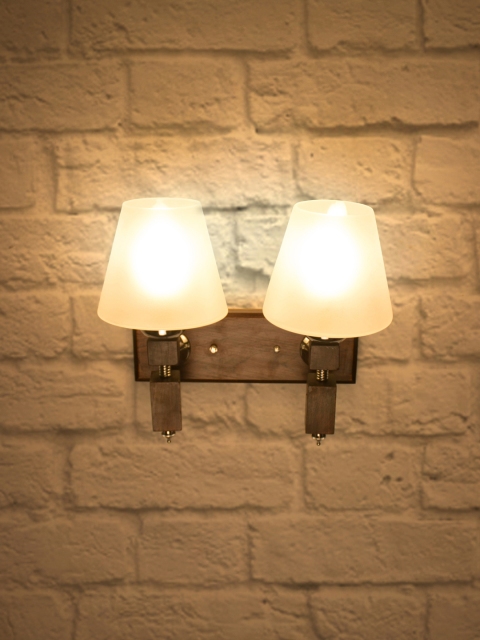 

Fos Lighting Brown Solid Wood Tapered Glass Double Wall Flush Mount Light