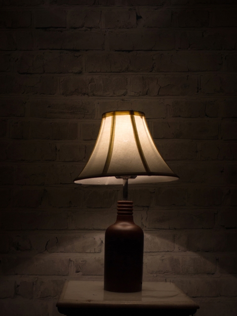 

Fos Lighting Brown & Off-White Textured Bedside Table Lamp