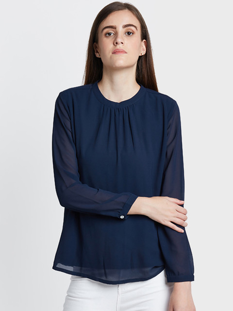 

AND Women Navy Solid Top, Navy blue