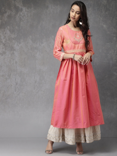 

Anouk Women Pink Yoke Design Anarkali Kurta