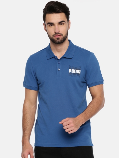 

Puma Men Blue Solid Polo Collar T-shirt