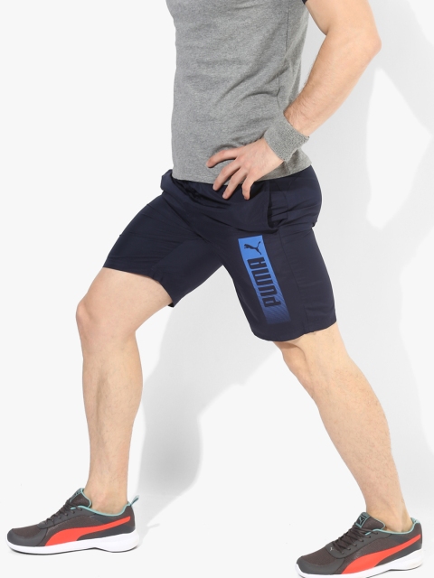 Puma Men Navy Blue Solid Regular Fit Sports Shorts