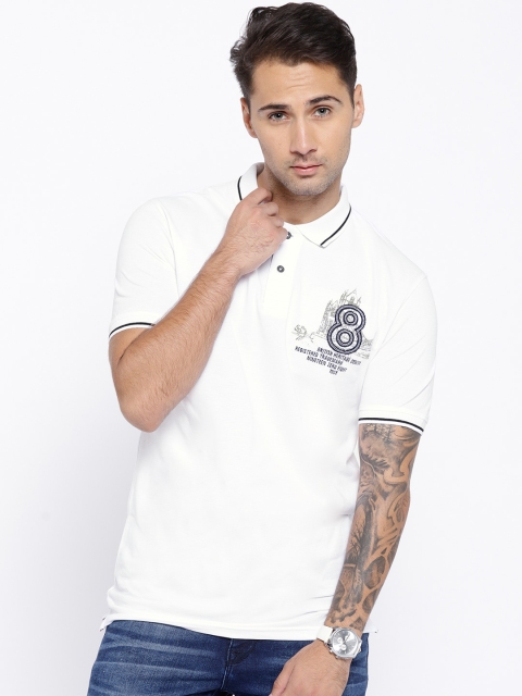 

Lee Cooper Men White Solid Polo Collar T-shirt
