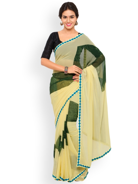 

Shaily Yellow Printed Pure Georgette Saree