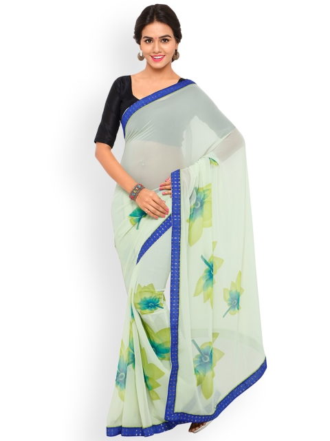 

Shaily Lime Green Printed Pure Georgette Saree
