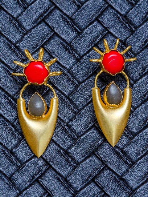 

Priyaasi Red Gold-Plated Handcrafted Drop Earrings